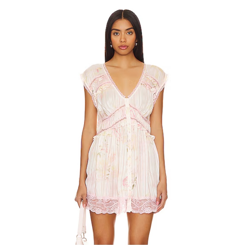 Free People Spring Fling Mini Dress in Tea Combo XL